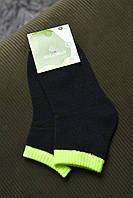 Носки махровые для девочки черные с салатовой резинкой размер 26-30 154002M