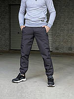 Качественные однотонные мужские брюки на резинке, Стильные повседневные штаны на флисе осень зима