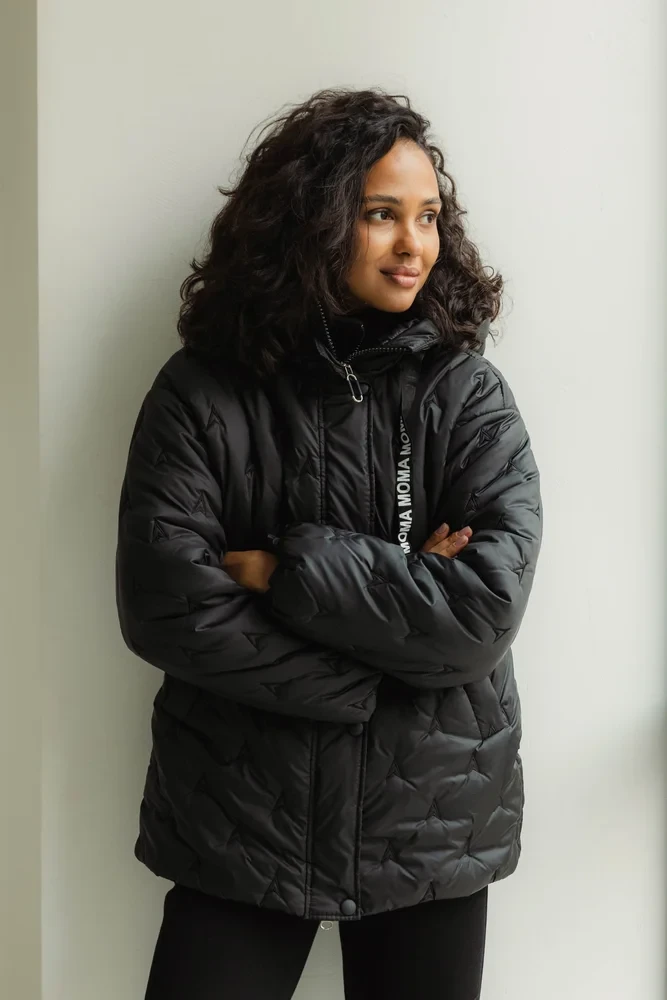 Теплая зимняя куртка стеганая с капюшоном 42-52 размеры разные цвета черная - фото 3 - id-p1984004425
