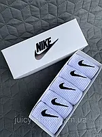 Високі чоловічі шкарпетки/Шкарпетки Nike/найк — Білі — розміри 36-40 (найк) Подарунковий набір у коробці 5 пар