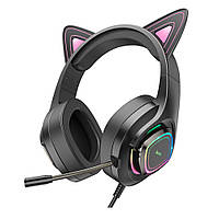 Наушники компьютерные Hoco W107 Cute cat ear игровые с подсветкой