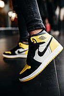 Кроссовки, кеды отличное качество Nike Air Jordan 1 Retro Mid Black Yellow White Размер 44