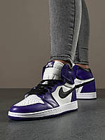 Кроссовки, кеды отличное качество Nike Air Jordan 1 Retro High Violet White Black 2 Размер 44