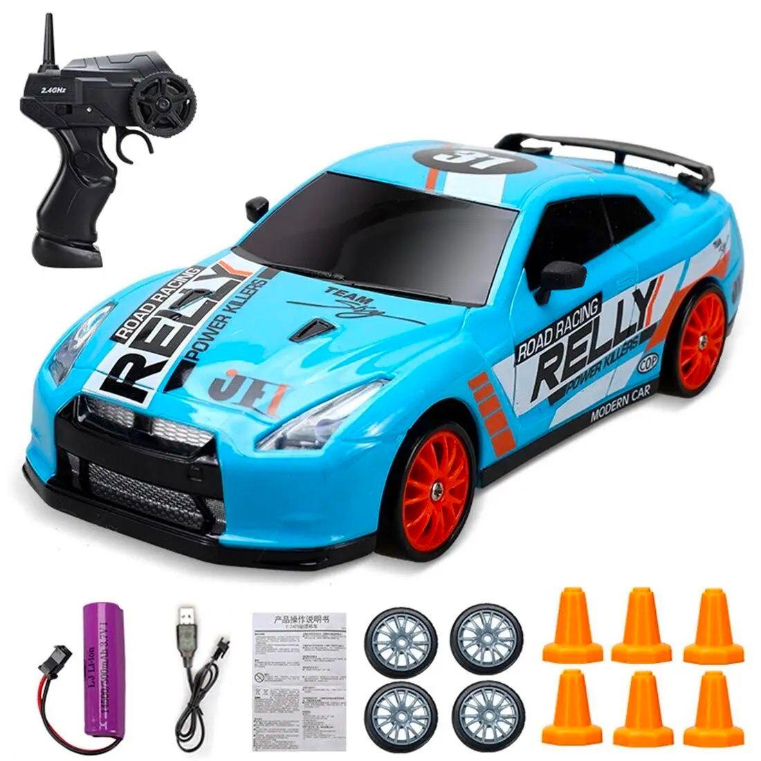 Машинка для дрифту на радіокеруванні Nissan GT-R 4WD дрифт 1:24 1 акумулятор, фото 1