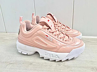 Кроссовки, кеды отличное качество Fila Disruptor 2 Pink White (Лак-Шкіра) Размер 39