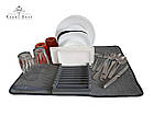 Килимок для сушіння посуду з піддоном Сірий 600х450х3 мм Органайзер для сушіння посуду, фото 4