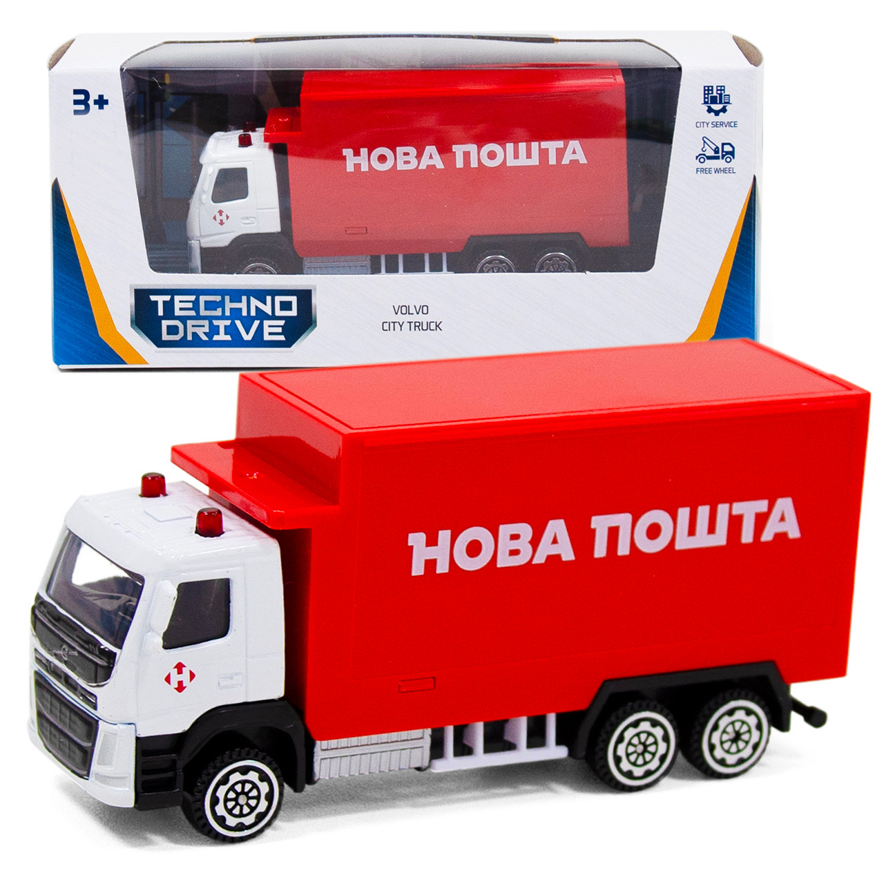 Машинка Нова пошта метал, пластик, дитяча Volvo, TechnoDrive, 3*11*5см ( 250299), фото 1