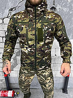 Теплая мужская куртка для армии тактическая Softshell, Камуфляжная армейская демисезонная куртка мультикам M