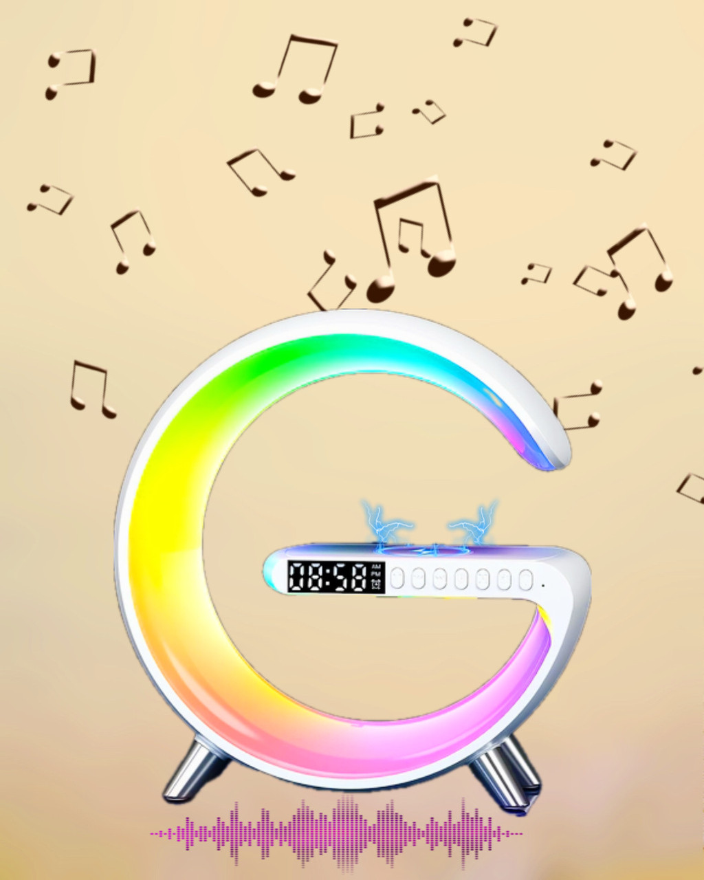 Смарт-лампа-нічник Mini RGB 10W з бездротовою зарядкою G-Smart Light Sound Machine 15W з Bluetooth колонкою