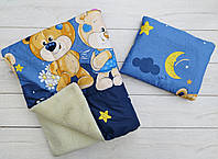 Детское одеяло+подушка "Мишки"(на овчине)