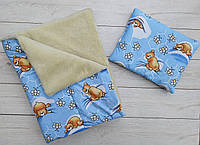 Детское одеяло+подушка "Мишки соты"(на овчине)