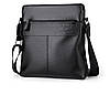 Чоловіча сумка на плече з натуральної шкіри великої місткості чорна, фото 9