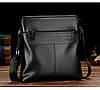 Чоловіча сумка на плече з натуральної шкіри великої місткості чорна, фото 4