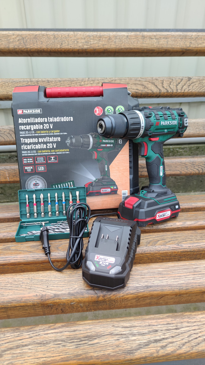 Акумуляторний шуруповерт Parkside PABS 20-LI E6, фото 1