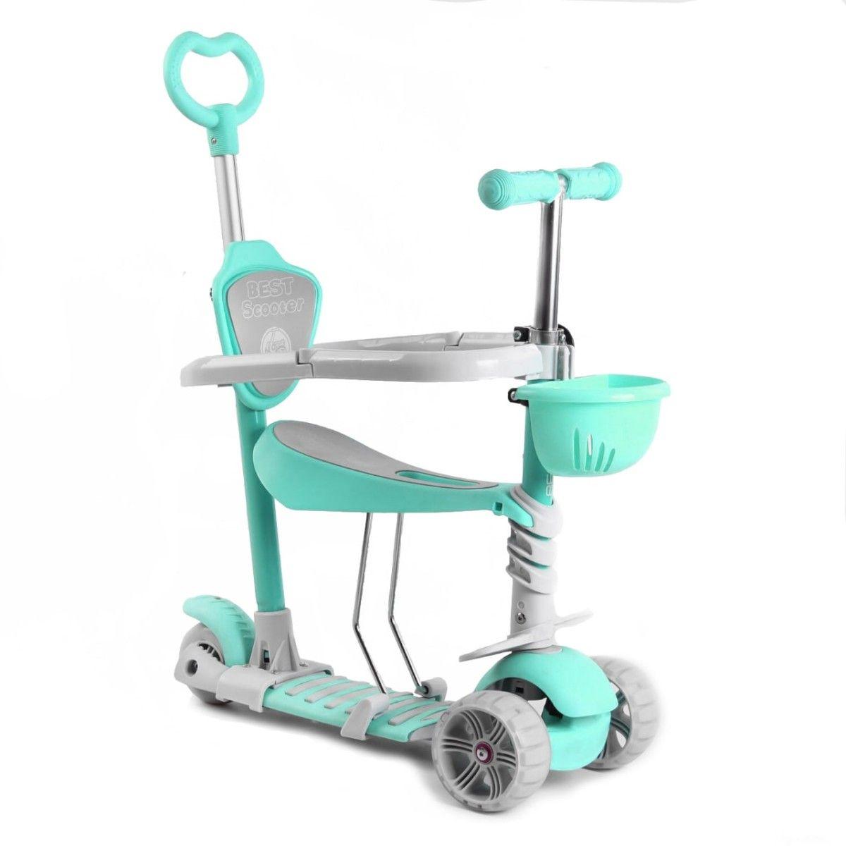 Триколісний самокат Smart 5в1 Best Scooter (B-2011) із захисним бортиком салатовий