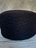 Пряжа вовна овеча 100% у бобінах, чорна, фото 3