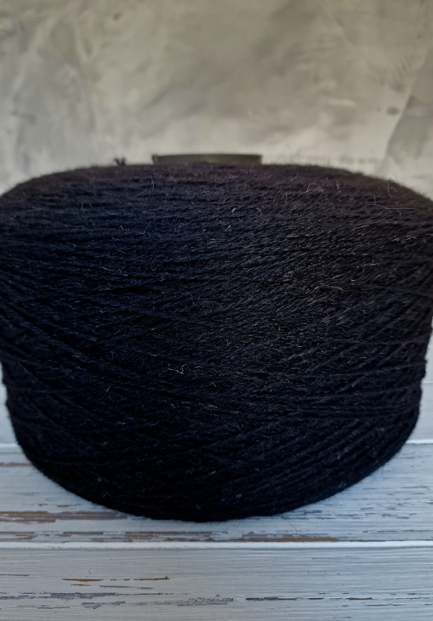 Пряжа вовна овеча 100% у бобінах, чорна, фото 1