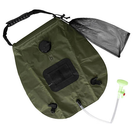 Портативна ємність для душу Bo-Camp Solar Shower Deluxe, 20 л | М'який підвісний душовий бак з термометром і шлангом-розпилювачем, фото 1