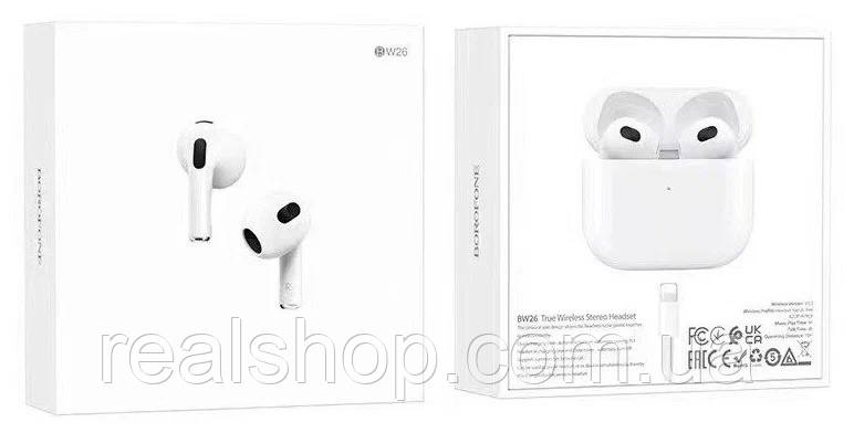 Bluetooth навушники Borofone BW26 TWS Білі