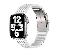 Силиконовый ремешок на Apple Watch 38 / 40 / 41 / 42 / 44 / 45 / 49 . БЕЛЫЙ цвет .