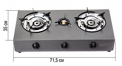 Газова плита ZHOYI на 3 конфорки з п'єзопідпалом
