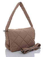 Женская нейлоновая сумка на плечо мягкая «Лола» бежевые кубики Welassie