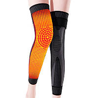 Бандаж из полыни на колено удлиненный компрессионный согревающий с ремешком на липучке Черный XXL
