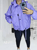 Міжсезонна коротка куртка в лавандовому кольорі вільного крою / Розмір L