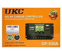 Контроллер заряда аккумуляторов UKC DP-530A 30A 12/24В для солнечных панелей