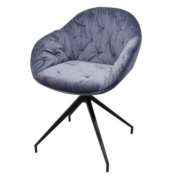 Стілець обідній поворотний м'який крісельного типу R-145 велюр сірого кольору з автоповоротом 180 VetroMebel, фото 1