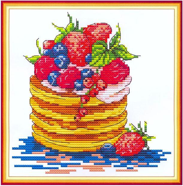 Набір для вишивання за нанесеною на канву схемою "Dessert 2". AIDA 14CT printed, 18*19 см