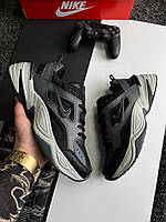 Мужские кроссовки Nike M2K Tekno Fleece Dark Grey Black (Серые) Найк М2К Текно кожа флис еврозима демисезон