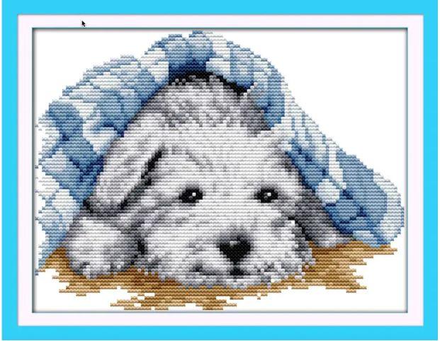 Набір для вишивання за нанесеною на канву схемою "Small lovely dog". AIDA 14CT printed, 27*20 см