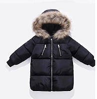 Детская зимняя курточка для девочки и мальчика черного цвета