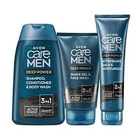 Набір чоловічий для гоління Avon Care Men Сила чорного вугілля 3 в 1