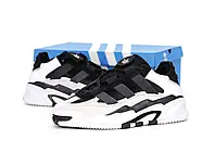 Чоловічі зимові кросівки Adidas Niteball White Black Winter Fur (чорно-білі) на хутрі Y14462