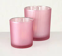 ХІТ Дня: Набор подсвечников 2х розовое лакированное стекло. h8-10 см. Гранд Презент 1002006 !