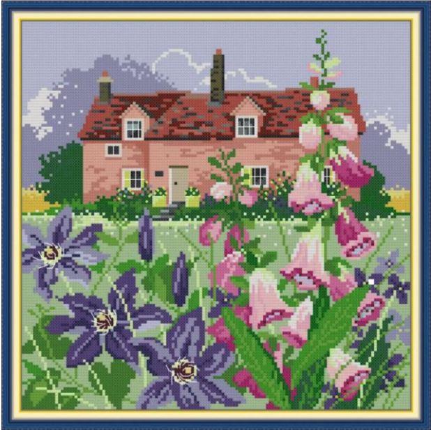 Набір для вишивання за нанесеною на канву схемою "Four season in the field-spring". AIDA 14CT printed 33*33 см
