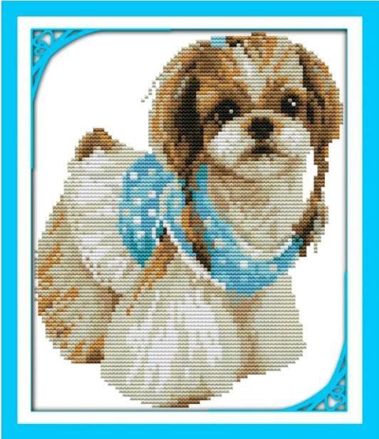 Набір для вишивання за нанесеною на канву схемою "Lady Dog(2). AIDA 14CT printed 20*26см