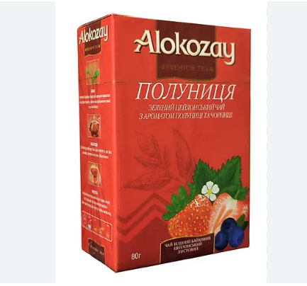 Чай зелений Alokozay з ароматом полуниці 80г 4820229041327