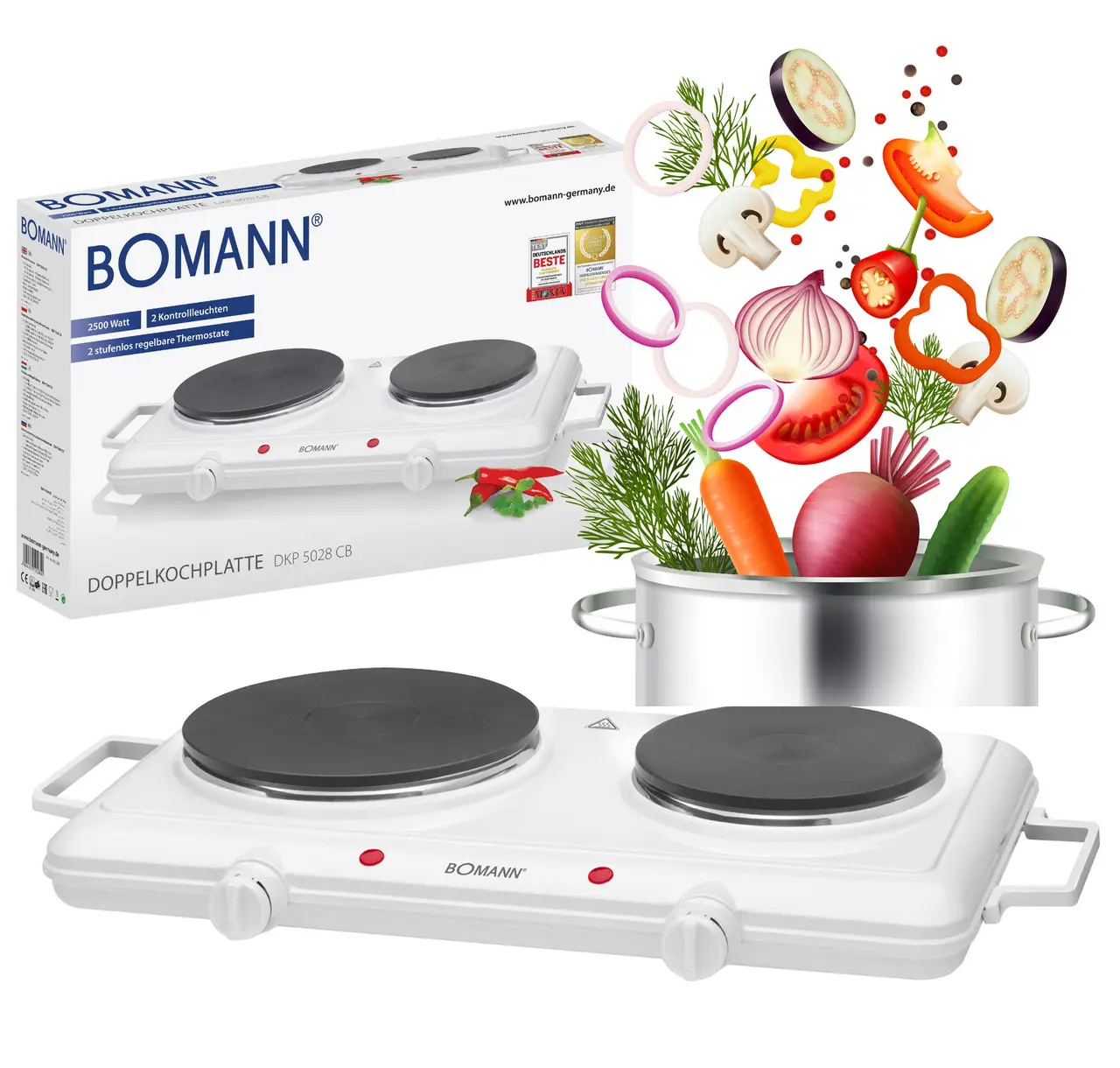 Настольная электрическая плита Bomann DKP 5028 CB (2500 Вт, Германия):  продажа, цена в Киеве. Бытовые кухонные плиты от 