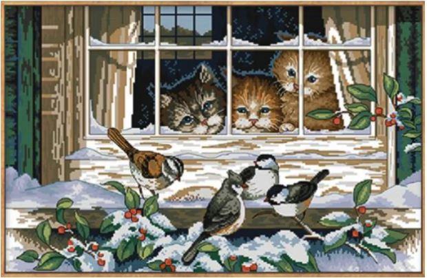 Набір для вишивання за нанесеною на канву схемою "Landscape out of the window". AIDA 14CT printed 54*37 см