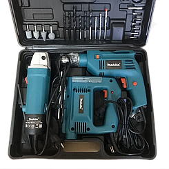 Набір електроінструменту Makita 3в1 Дриль HP1630 Лобзік 4329 Болгарка 9558HN в кейсі Jw