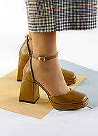 Стильные женские туфли босоножки на каблуках натуральная кожа мокко CREDO 38р