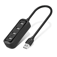 USB 2.0 HUB Розгалужувач на 4 порти Vention 0.15 M, чорний