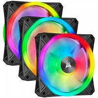 Вентилятор Corsair iCUE QL120 RGB 3 Fan Pack (CO-9050098-WW), 120x120x25 мм, 4-pin PWM, чорний