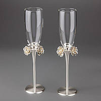Весільні келихи на металевій ніжці Veronese Троянди білі набори з 2 шт 1021G