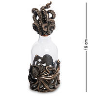 Статуэтка бутылка Veronese Осьминог 16х9 см 1906357 бронзовое напыление полистоуна+ стекло