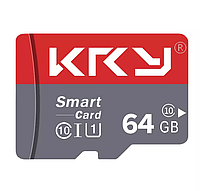 Карта пам'яті KRY 64GB microSD з картридером Class 10 + SD-adapter мікро сд 64 гігабайт High Speed