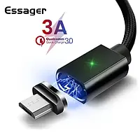 Кабель магнитный Essager поворотный Micro USB 1м в тканевой оплетке с передачей данных (EXCCXM-ML01)